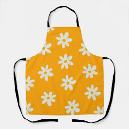 Yellow White Retro Y2K Blume Muster Schürze