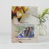 Yellow & White Roses Elegantes Elfenbein Vielen Da Dankeskarte (Stehend Vorderseite)