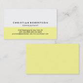 Yellow White Schlicht Modern Business Card Visitenkarte (Vorne/Hinten)