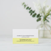 Yellow White Schlicht Modern Business Card Visitenkarte (Stehend Vorderseite)