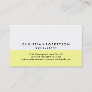 Yellow White Schlicht Modern Business Card Visitenkarte