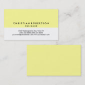 Yellow White Schlicht Modern Business Card Visitenkarte (Vorne/Hinten)