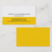 Yellow White Schlicht Modern Consultant Business C Visitenkarte (Vorne/Hinten)