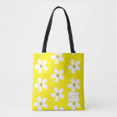 Yellow White Simple Daisy Gold Monogram Tasche (Vorderseite)