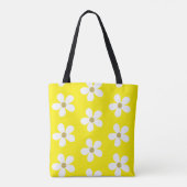 Yellow White Simple Daisy Gold Monogram Tasche (Rückseite)