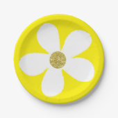 Yellow White Simple Daisy Gold Pappteller (Vorderseite)