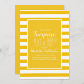 Yellow White Striped 100. Geburtstagsparty Einladung (Vorne/Hinten)