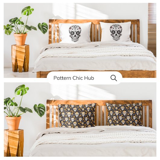 Yellow White Sugar Skull Horror Spaß modern Kissenbezug