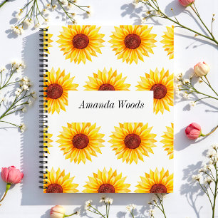 Yellow White Sunflower Blues Spiral Notebook Notizblock