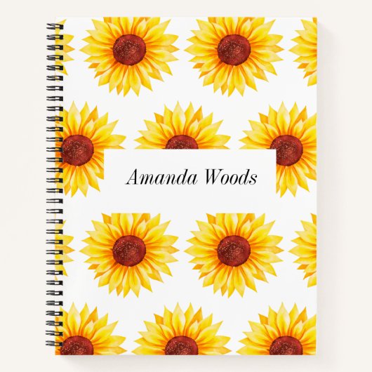 Yellow White Sunflower Blues Spiral Notebook Notizblock (Vorderseite)