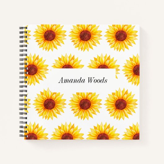Yellow White Sunflower Blues Spiral Notebook Notizblock (Vorderseite)