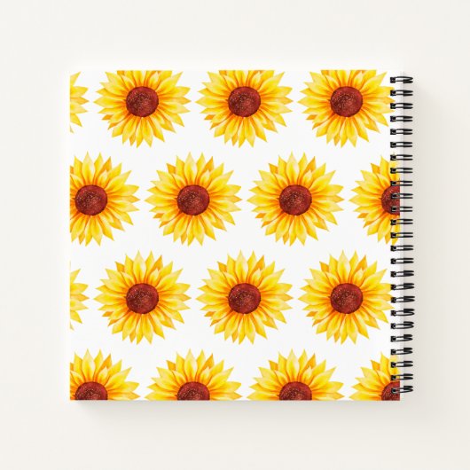 Yellow White Sunflower Blues Spiral Notebook Notizblock (Rückseite)