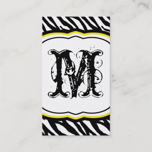 Yellow White Zebra Print Patches Business Card Visitenkarte (Vorderseite)