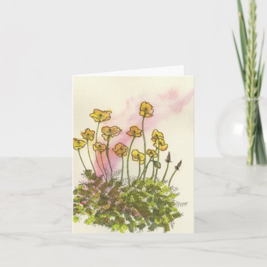 Yellow Wild Poppy Greeting Card Dankeskarte (Vorderseite)