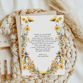 Yellow Wildblume Babydusche Danke Karte