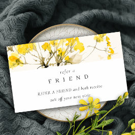 Yellow Wildblume Boho Floral Refer A Friend Visitenkarte