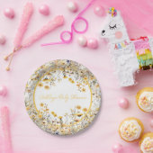 Yellow Wildblume Boho Personalisiert Baby Dusche Pappteller (Party)