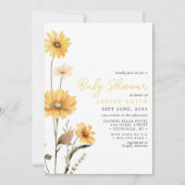 Yellow Wildblume Boho Watercolor Babydusche Einladung (Vorderseite)