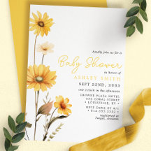 Yellow Wildblume Boho Watercolor Babydusche