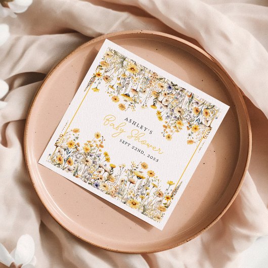 Yellow Wildblume Boho Watercolor Babydusche Serviette