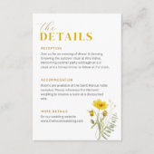 Yellow Wildblume Bouquet Meadow Blume Hochzeit Begleitkarte (Vorderseite)