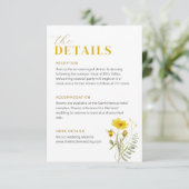 Yellow Wildblume Bouquet Meadow Blume Hochzeit Begleitkarte (Stehend Vorderseite)