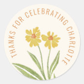 Yellow Wildblume Danke für Ihre Feier Runder Aufkleber (Vorderseite)