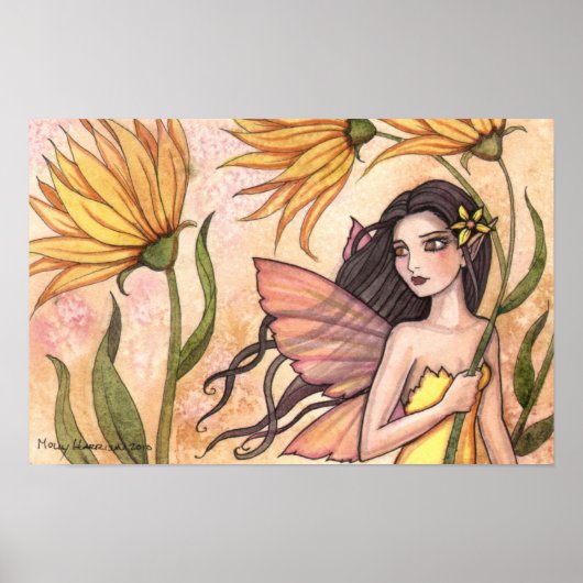 Yellow Wildblume Fairy Native American Poster (Vorne)