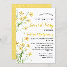 Yellow Wildblumen Virtual Sweet 16 Geburtstagspart