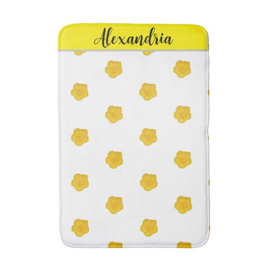 Yellow Wildflower customizable Photo Bath Mat Badematte (Vorderseite Vertikal)
