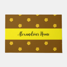 Yellow Wildflower photo name brown  Personalized  Fußmatte