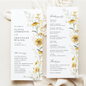 Yellow Wildflower Sunflower Wedding Ceremony Programm