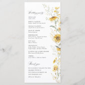 Yellow Wildflower Sunflower Wedding Ceremony Programm (Rückseite)