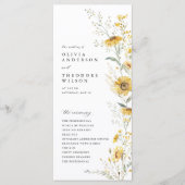 Yellow Wildflower Sunflower Wedding Ceremony Programm (Vorderseite)