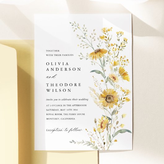Yellow Wildflower Sunflower Wedding Einladung
