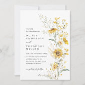 Yellow Wildflower Sunflower Wedding Einladung (Vorderseite)