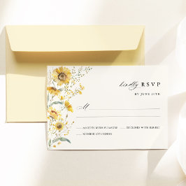 Yellow Wildflower Sunflower Wedding RSVP Karte