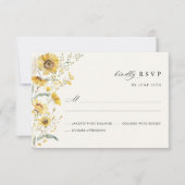Yellow Wildflower Sunflower Wedding RSVP Karte (Vorderseite)