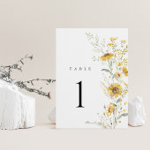 Yellow Wildflower Sunflower Wedding Table Numbers