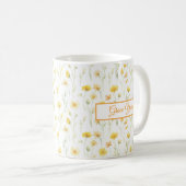 Yellow Wildflower Watercolor Name Banner Design Kaffeetasse (VorderseiteRechts)