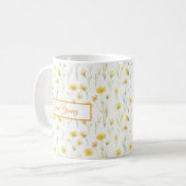 Yellow Wildflower Watercolor Name Banner Design Kaffeetasse (Vorderseite Links)