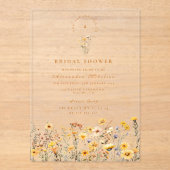 Yellow Wildflowers and Daisies Bridal Shower Acryleinladungen (Vorderseite)