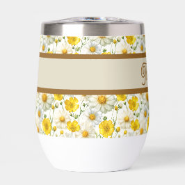 Yellow Wildflowers Pattern Monogram Name