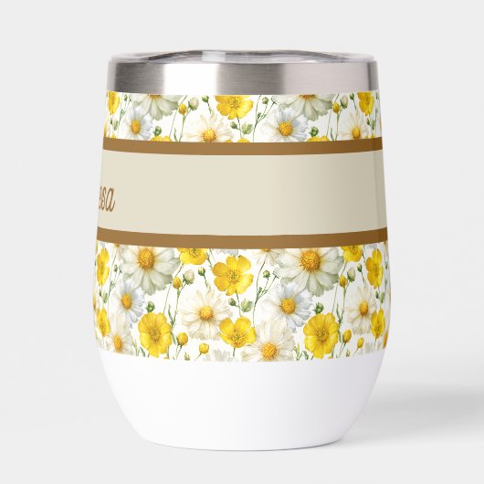 Yellow Wildflowers Pattern Monogram Name (Rückseite)