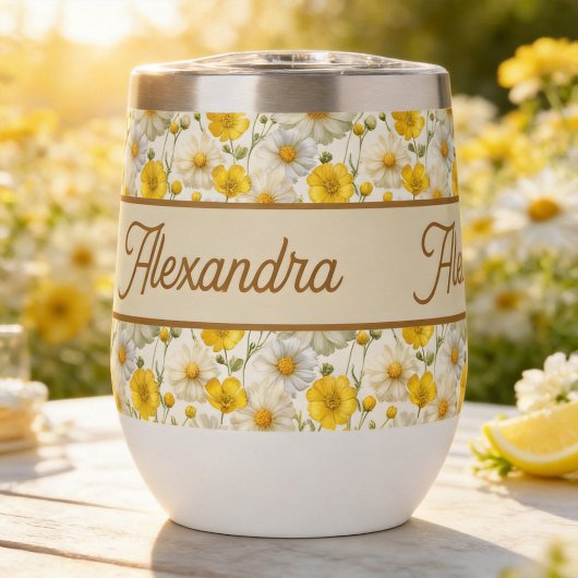 Yellow Wildflowers Pattern Monogram Name
