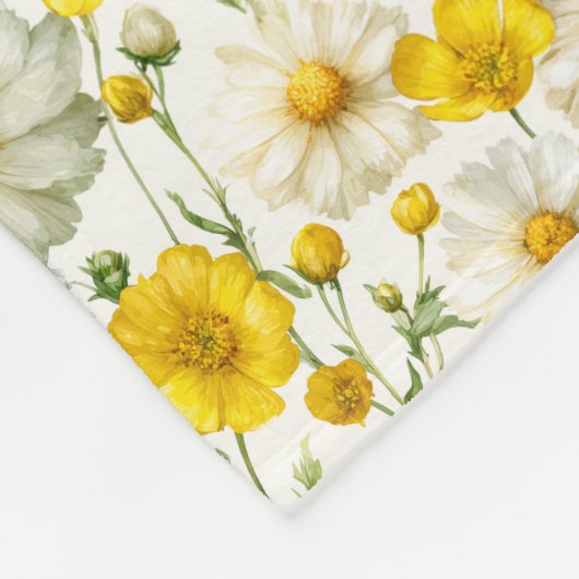 Yellow Wildflowers Pattern Monogram Name Fleecedecke (Ecke)