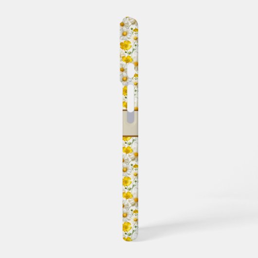 Yellow Wildflowers Pattern Monogram Name iPhone 16 Hülle (Linke Seite)