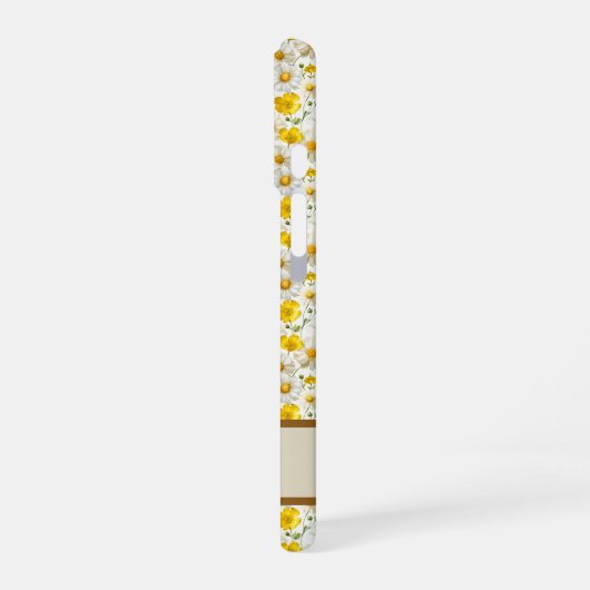 Yellow Wildflowers Pattern Monogram Name iPhone 16 Hülle (Linke Seite)