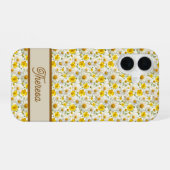Yellow Wildflowers Pattern Monogram Name iPhone 16 Hülle (Rückseite (Horizontal))