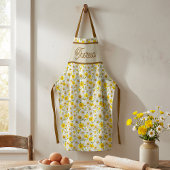 Yellow Wildflowers Pattern Monogram Name Schürze